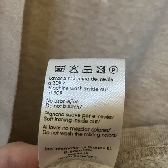 Mus & Bombon Hoodie Womens L Cropped We Are Natural Tan Pullover Organic Cotton - Picture 5 of 8